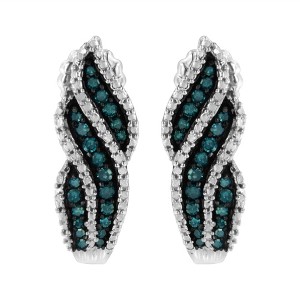 Haus of Brilliance Sterling Silver .5 ct. TDW Treated Blue Diamond Dangling Stud Earrings - 1 of 4