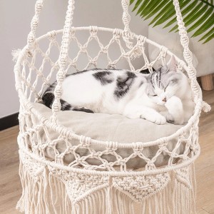 Mewoofun Pet Beds Hanging Cat Hammock and Swing for Indoor Cats, Brown, 18.8"*18.8"*47.2" - 1 of 4