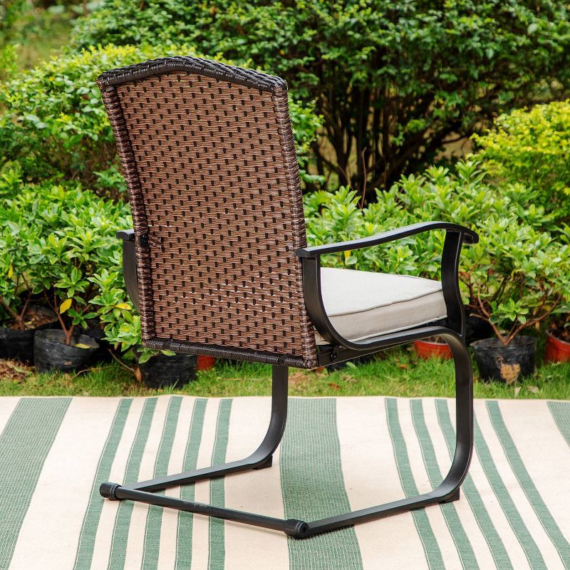 2pk Outdoor Steel C-spring Chairs with Cushions &#38; Fan-Shaped Back Beige - Captiva Designs, 5 of 13