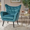 Blue Velvet Wingback Accent Chair: Tufted, with Decorative Pillow, Ideal for Cozy Corners - 4 of 4