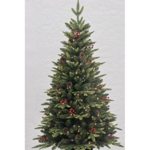 coucheta 6.5FT Artificial Christmas Tree with PE Tips Pine Cones Berries Decorations, Easy Assembly Metal Stand, for Home, Holiday, Decor, Green - 1 of 1