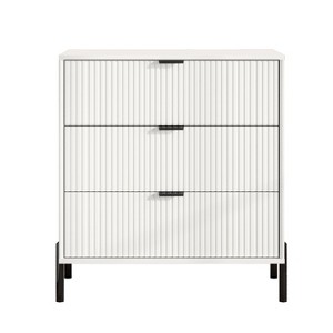 Festivo 3 Drawer Nightstand Off-White: Modern Scandinavian Style, Metallic Handles & Legs, MDF Wood, Safety Tested - 1 of 4