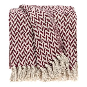 Parkland Collection,Sara Transitional Burgundy 52" X 67" Woven Handloom Throw - 1 of 4