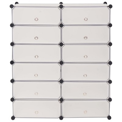 vidaXL White Interlocking Shoe Organizer with 12 Compartments - Thumbnail 5