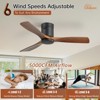 Sofucor 52'' Ceiling Fan Without Lights Modern Flush Mount Ceiling Fan No Light with Remote Control 3 Wood Blades for Bedroom/Farmhouse/Patio/Indoor - 2 of 4