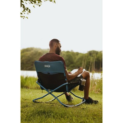 Deep Ocean Portable Outdoor Rocking Chair with Padded Arms