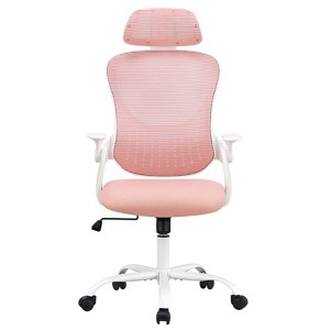SEVOBAL Task and Office Chairs High-Back Mesh Office Chair with Lumbar Support and Smooth Rolling Casters for Office, Home, Pink, 21"*11"*20" - 1 of 4