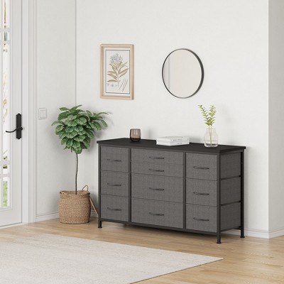 Wide Dresser with 10 Large Drawers for 55'' Long TV Stand with Power Outlet Entertainment Center