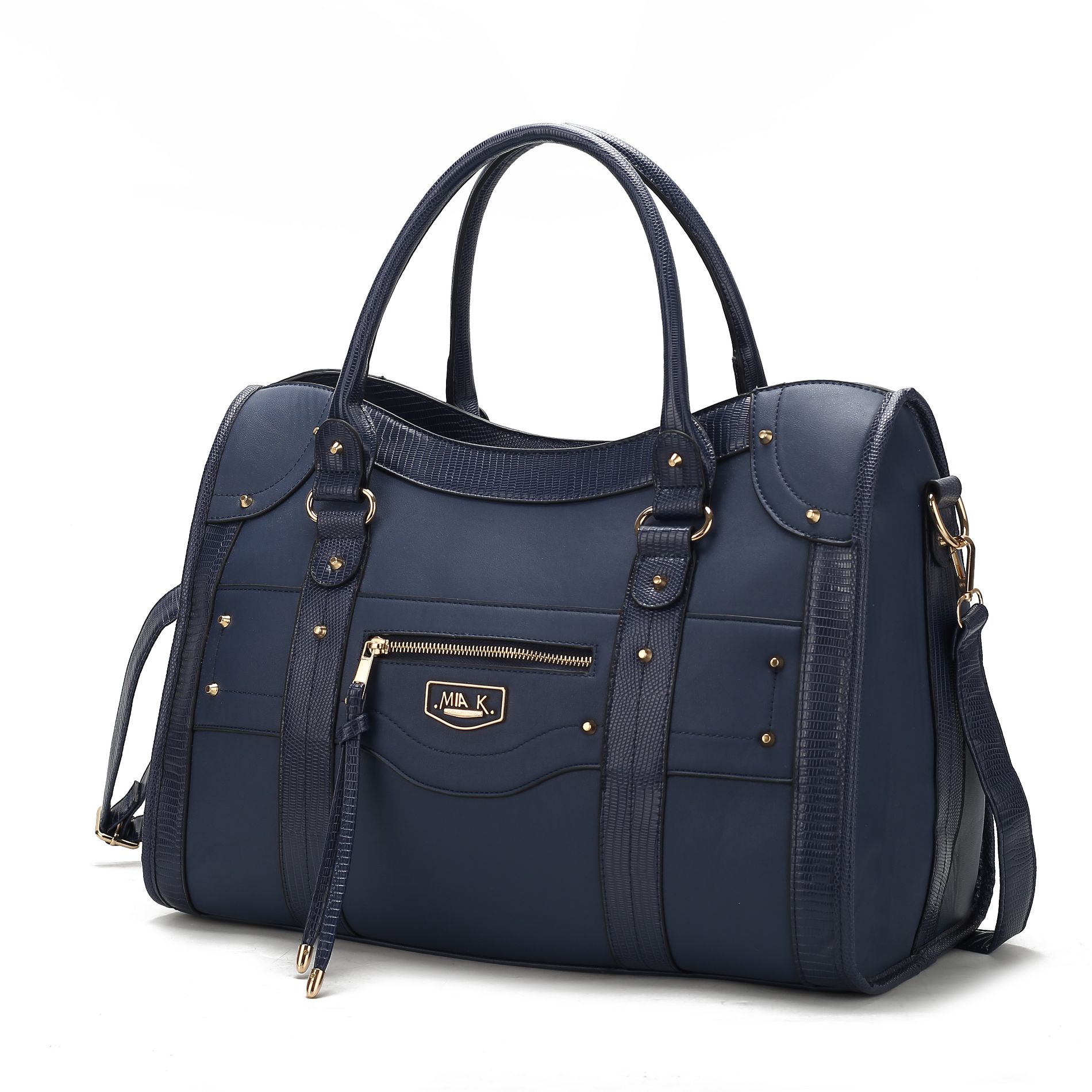 MKF Collection Patricia Vegan Leather Women’s Duffle Bag by Mia K  - Navy
