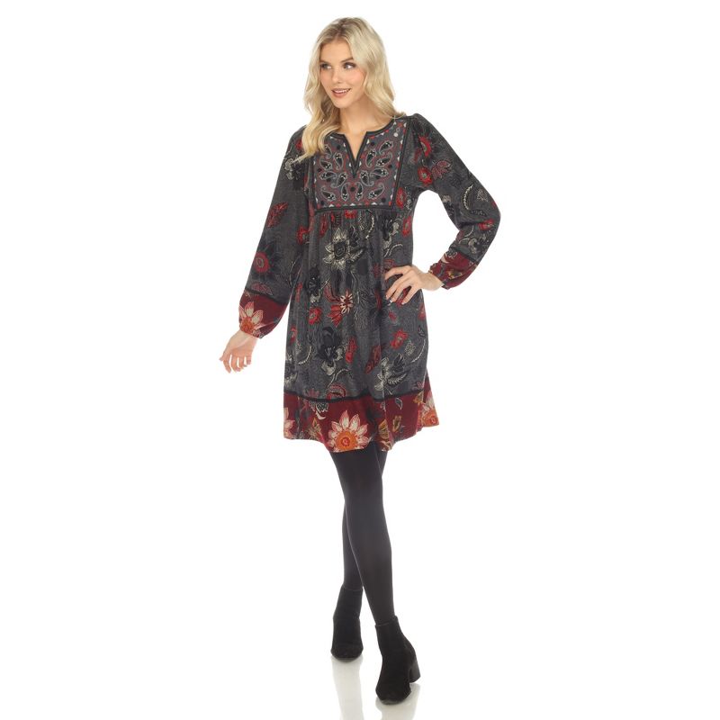 Women's Paisley Floral Embroidered Sweater Dress, 5 of 6