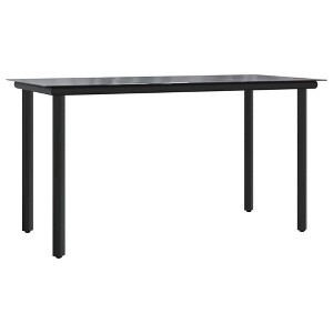 vidaXL Patio Dining Table Black 78.7"x39.4"x29.1" Steel and Tempered Glass - 1 of 4