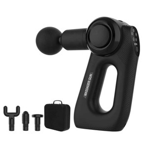BRINJOY Black Mini Massage Gun (14.4×4.1×5.8in) – 5-Speed Cordless Fascia Gun with 4 Heads for Muscle Relief - 1 of 4