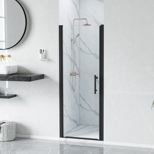 Zevemomo 26-27.5"W x 68"H Pivot Single Swing Shower Door, Aluminium Alloy in Matte Black, 1/4" (6mm) Thick SGCC Tempered Clear Glass - 1 of 4