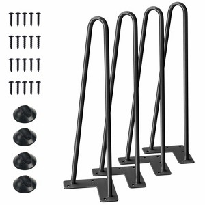 Aoibox 16 Inch Metal Hairpin Table Legs with Rubber Floor Protectors Black Set of 4 for DIY Furniture Projects - 1 of 4