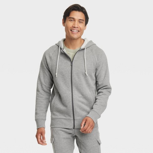 Cotton zip hot sale hoodie mens