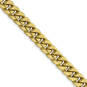 Black Bow Jewelry Men's 9.3mm 10k Yellow Gold Hollow Miami Cuban (Curb) Chain Necklace - 1 of 4