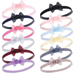 Hudson Baby Infant Girl Headbands 12pk, Navy, 0-24 Months - 1 of 4