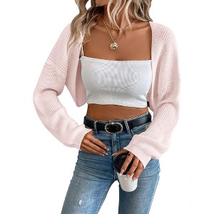 Women's Lightweight Shrug Sweater for Dresses & Tops Long Sleeve Open Front Knit Crop Bolero Cardigan - 1 of 4