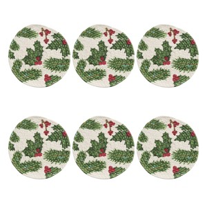 Park Designs Boughs Of Holly Printed Braided Trivet Set of 6 - 1 of 4