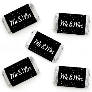 Big Dot of Happiness Mr. and Mrs. - Mini Candy Bar Wrapper Stickers - Black and White Wedding or Bridal Shower Small Favors - 40 Count - 1 of 4