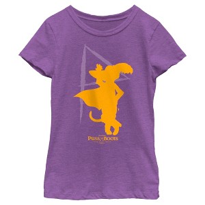 Girl's Puss in Boots: The Last Wish Yellow Silhouette T-Shirt - 1 of 4