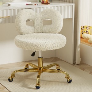 Swivel Vanity Chair with Wheels,Makeup Chair,Height Adjustable with Upholstered Desk Chair for Makeup Room and Bedroom - 1 of 4