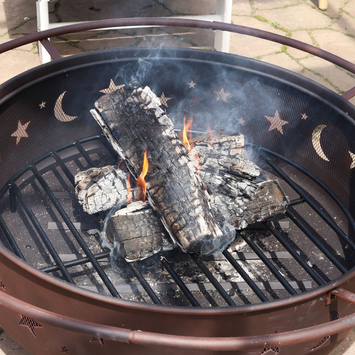 Sunnydaze Outdoor Heavy-Duty Steel with High-Temperature Finish Round Fire Pit Firewood Log Grate - Black - thumbnail 5