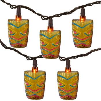 Northlight 10-Count Brown Tiki Mask Patio String Lights - 7.25 ft Brown Wire