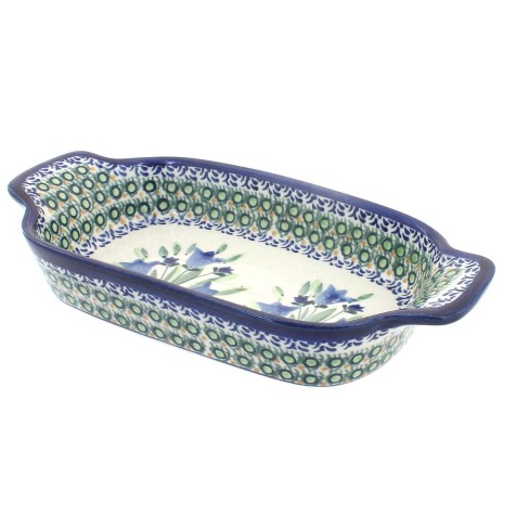 Blue Rose Polish Pottery Blue Tulip Rectangular Serving Dish : Target