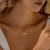 Gold Bow Pendant Necklace for Women, 14K Gold Plated CZ Bead Choker Christmas Gift - 4 of 4