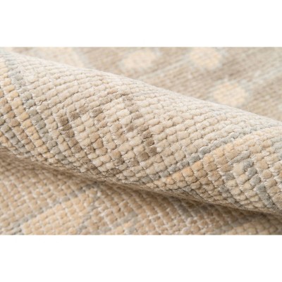 Beige Hand-Knotted Wool Medallion Area Rug 7'9" x 9'9"