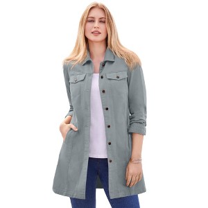 Jessica London Women's Plus Size Long Denim Jacket - 1 of 4