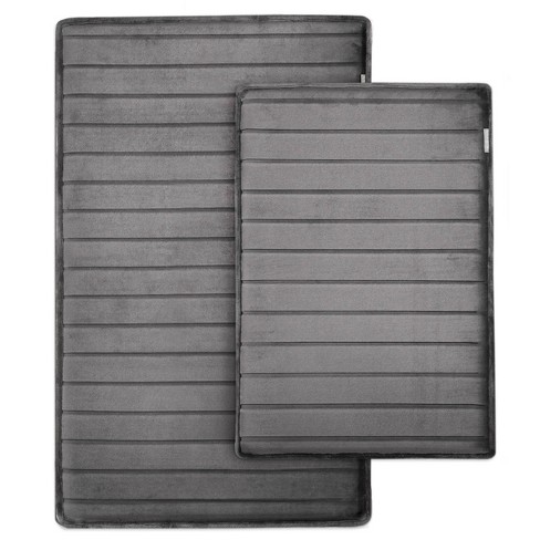 2pc Extra Thick Softlux Charcoal Infused Bath Mat Gray Microdry