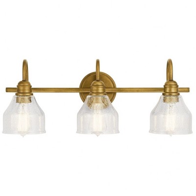 Avery Distressed Bronze 3-Light Vanity with Clear Seeded Glass