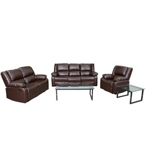 Flash Furniture Harmony Series Brown LeatherSoft Reclining Sofa Set - 1 of 3