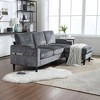 77.36'' Chenille L-Shaped 3-Seater Sectional Sofa with Storage Ottoman, Cup Holders, and Side Pockets - 3 of 4