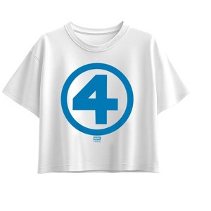 Girls' - Marvel - Fantastic Four Logo Blue Short Sleeve Boxy Graphic T-Shirt - 1 of 1