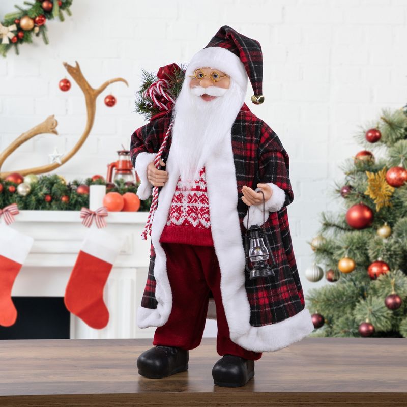 Northlight 24" Red and White Santa Claus with Lantern and Gift Bag Christmas Figure, 2 of 6