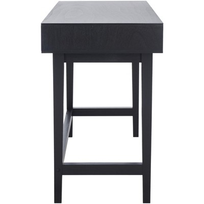 Black Mid-Century Modern Wood Desk with 3 Drawers