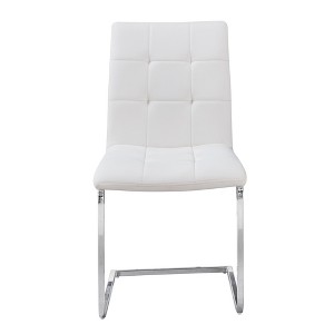 Polyurethane Escondido Side Chair (Set of 2) with Quilted Mid-Century Modern Design, C-Shaped Chrome Base, Levelers - 1 of 4