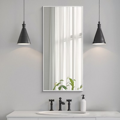 Lirago 47" x 22" Rectangle Hanging Bathroom Mirror with silver Scratch-Resistant Aluminum Alloy Frame