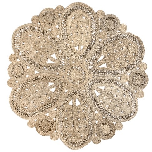 Nuloom Bree Floral Braided Jute Area Rug, Round 6' : Target