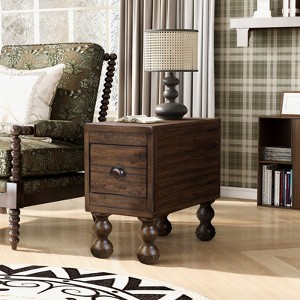KWPZQEB Side Table, Vintage End Table with Storage Drawer, Solid Wood Coffee Tables for Living Room Bedroom - 1 of 4