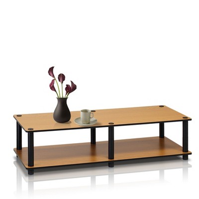 Light Cherry and Black Low Rise TV Stand with Cabinet