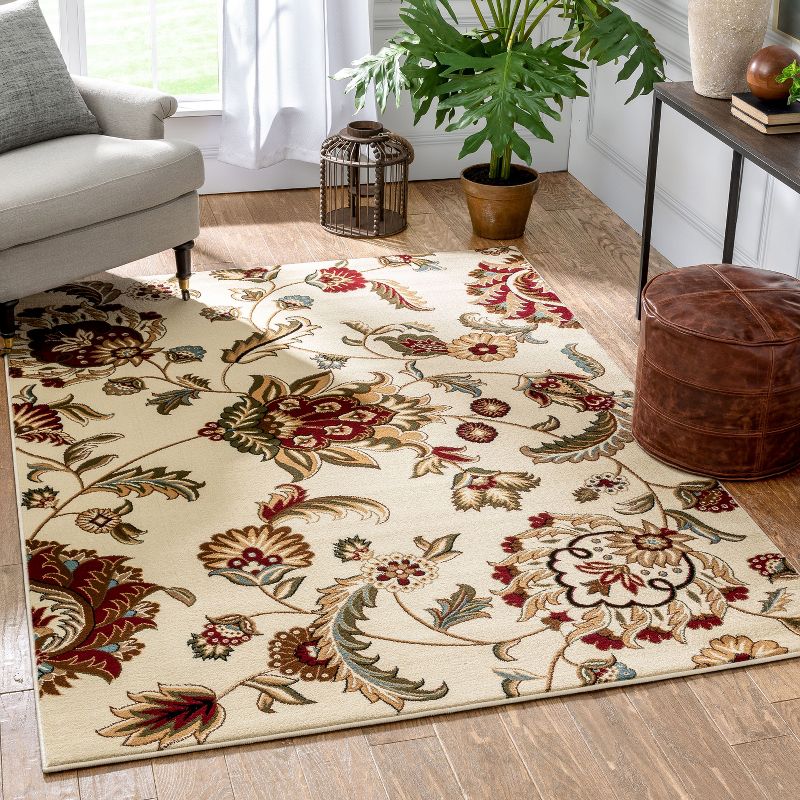 Well Woven Grand Garden Floral Oriental Modern Formal Traditional Transitional Soft Ivory Area Rug, 3 of 10