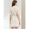 Allegra K Women's Summer Ruffled Short Sleeve Belted Button Down Shirt Dress - 3 of 4