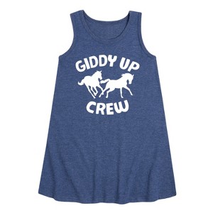 Girls' - Instant Message - Giddy Up Crew Graphic Sleeveless Aline Dress - 1 of 4