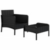 vidaXL 2 Piece Patio Lounge Set with Cushions Black Poly Rattan - 4 of 4