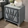 Sapphtopaz Upholstered Nightstand with 2 Drawers Glass Top Side Table with Crystal-like Knobs & Chrome Legs End Table for Bedroom,Living Room - 4 of 4