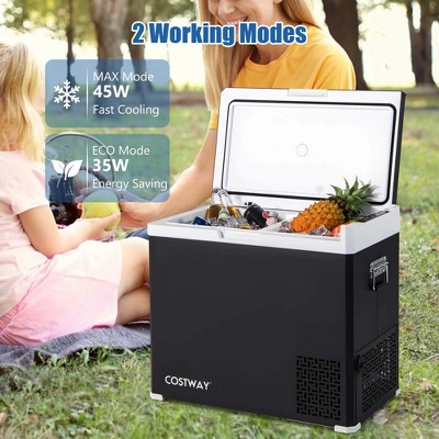 Costway 53QT Black Portable Car Refrigerator with Adjustable Temperature